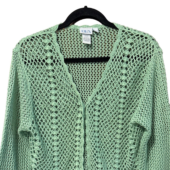 Vintage BFA Classics Green Crochet Cardigan Sweater - Picture 2 of 4